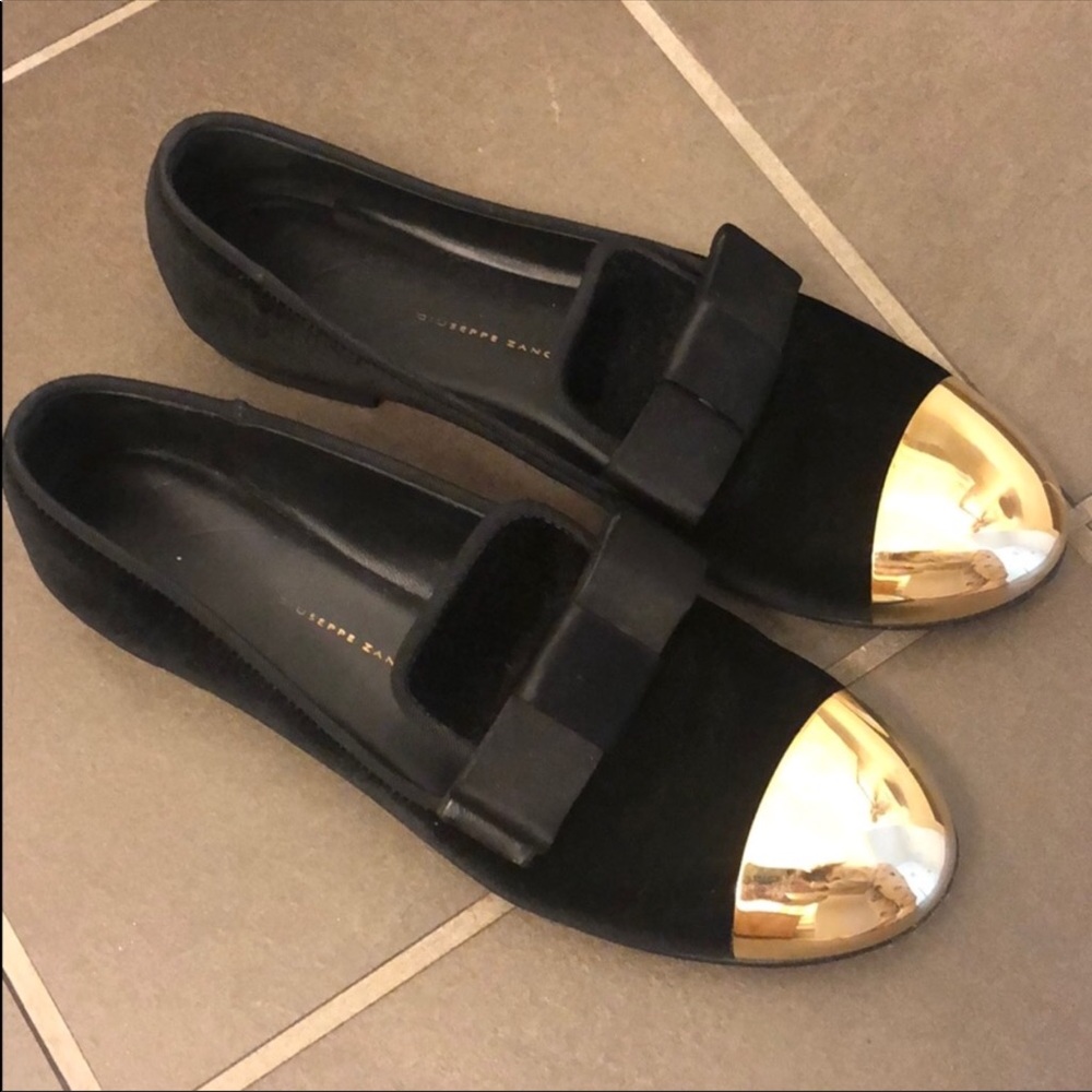Giuseppe Zanotti Black Velvet Flats - Picture 1 of 6